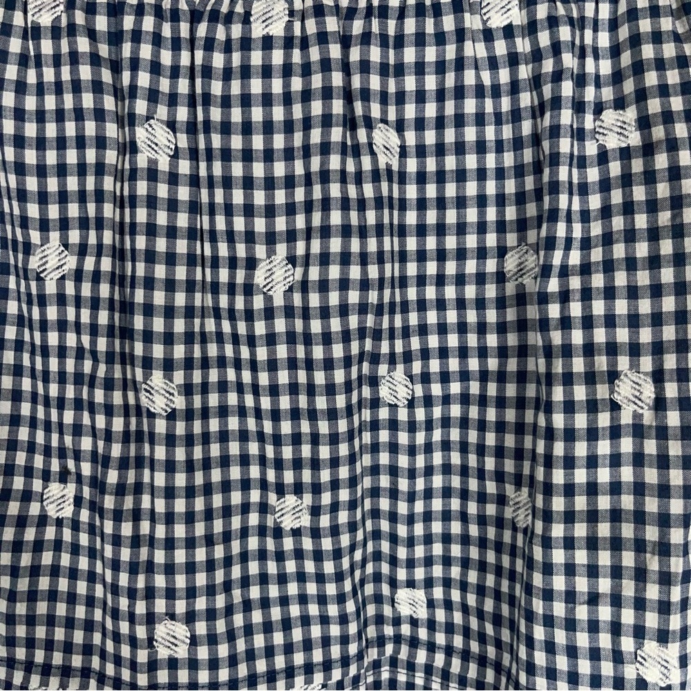 Madewell Navy Blue‎ Embroidered Tiered Pull-On Mini Skirt in Gingham Check new - Picture 7 of 11